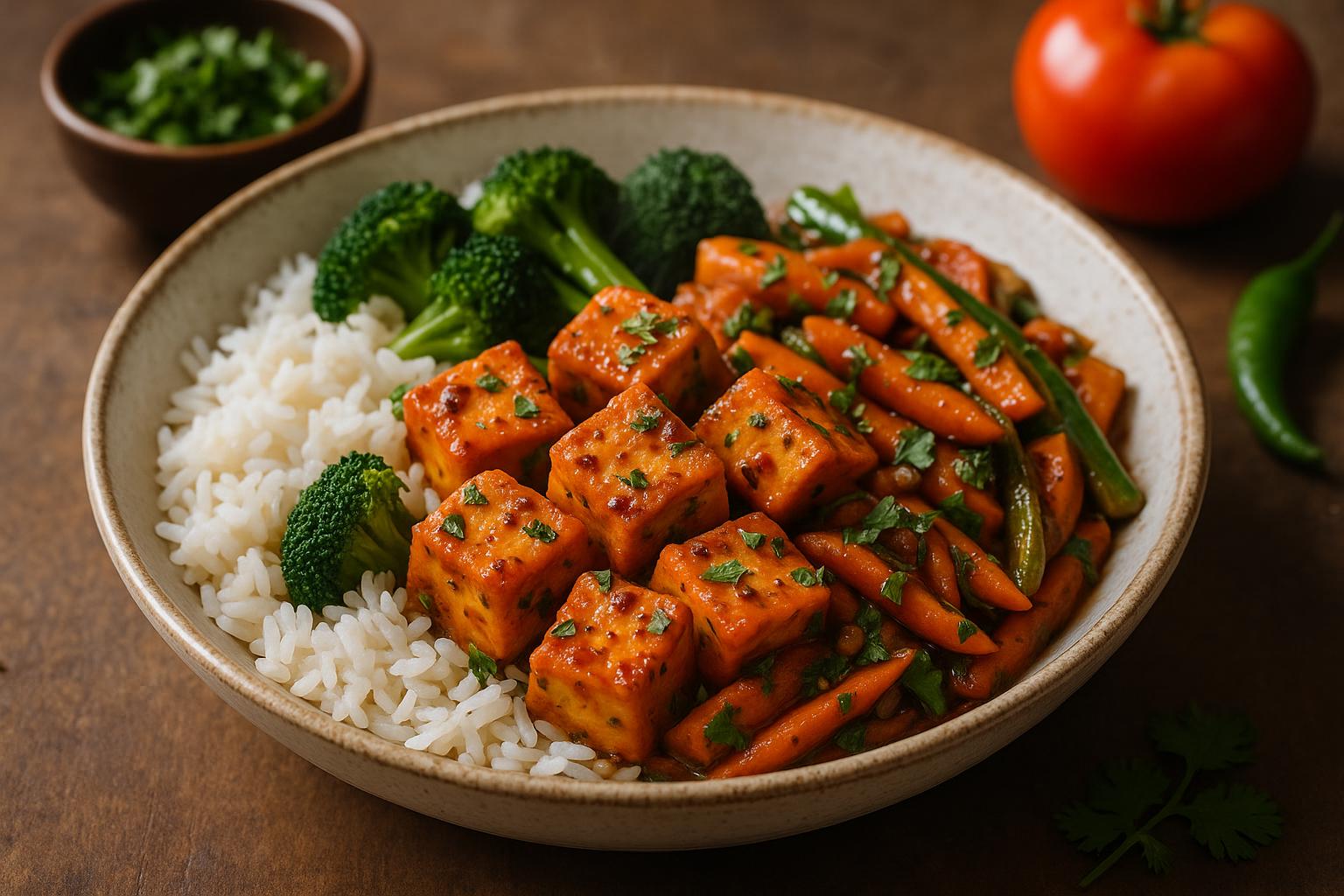 Spicy Tofu and Veggie Bowl