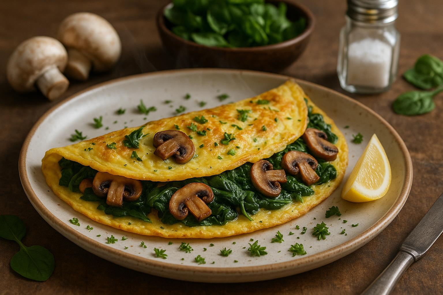 Spinach Mushroom Omelette